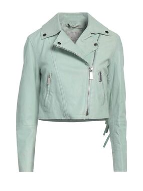 Pinko Mint-Teal Leather Biker Jacket